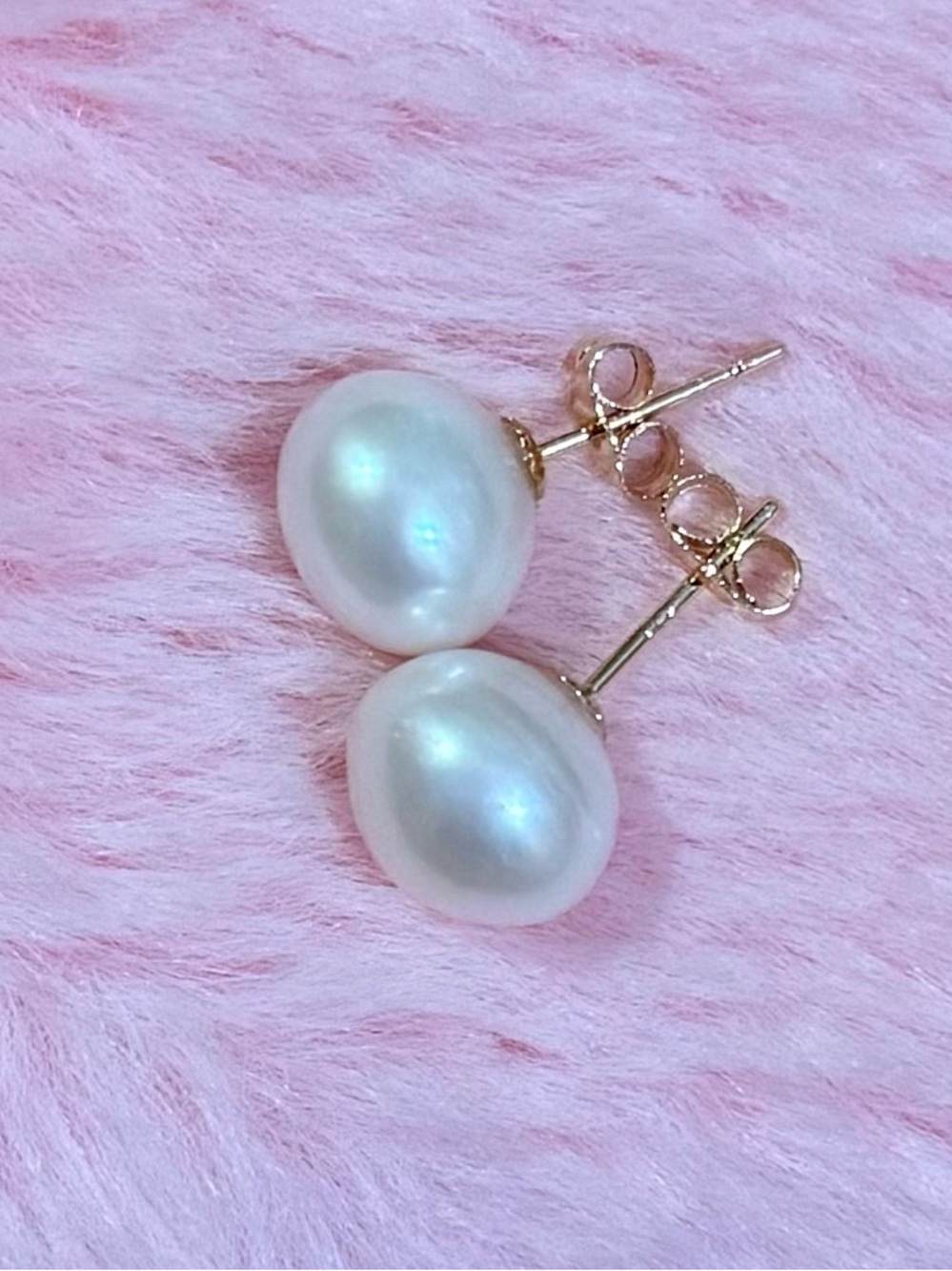 10-11mm 14K Gold Plated Natural White South Sea Pearl Stud Earring